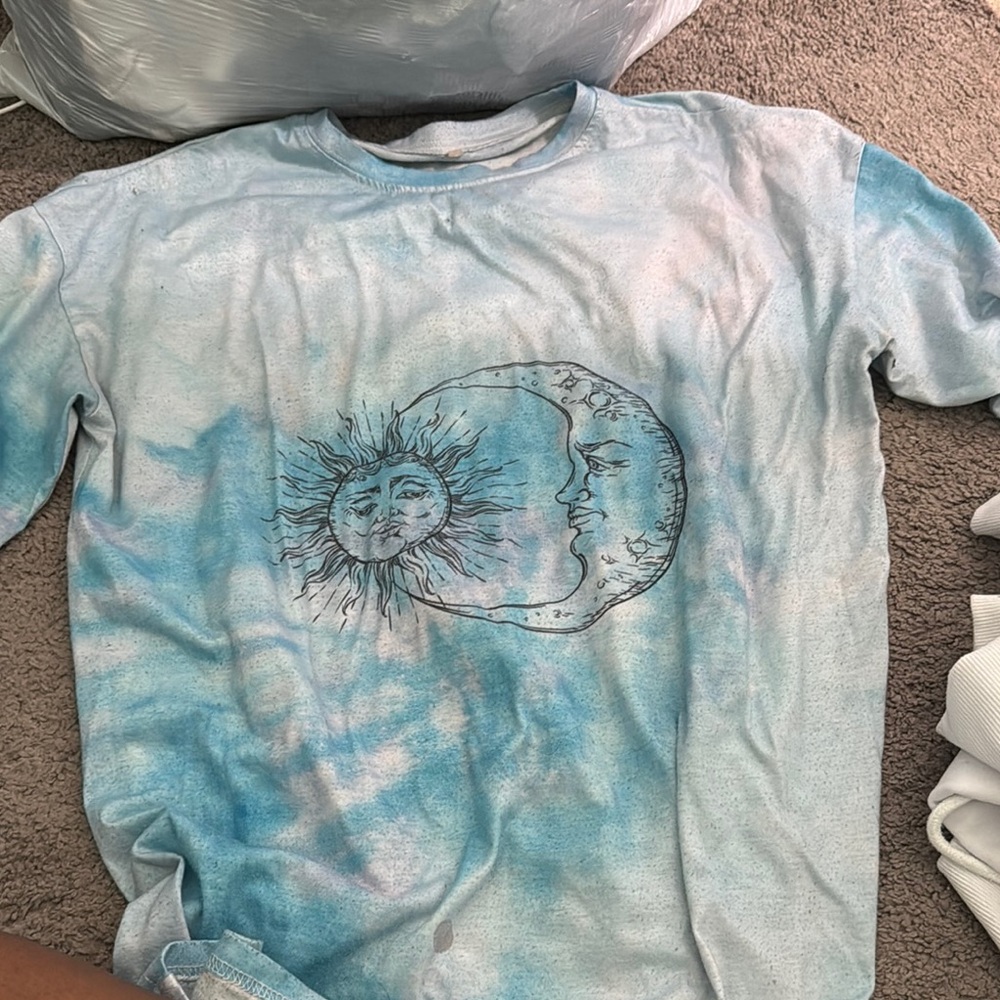 Blue Tie-Dye Sun and Moon T-Shirt